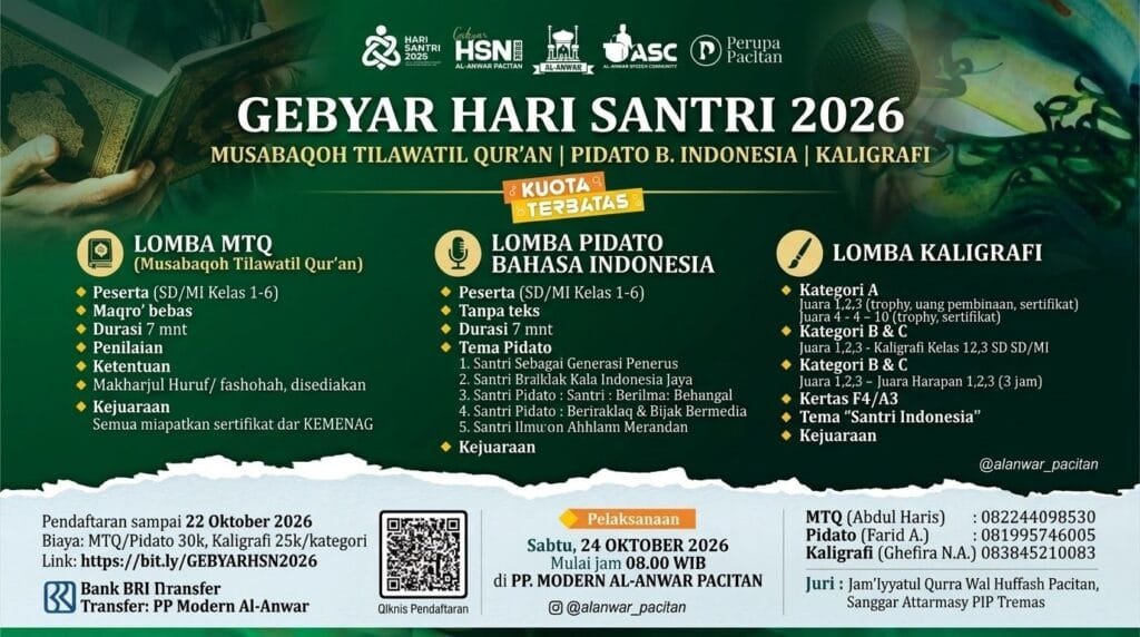 Semarak Hari Santri Nasional 2026, PPM Al-Anwar Pacitan Gelar Beragam Lomba bagi Pelajar